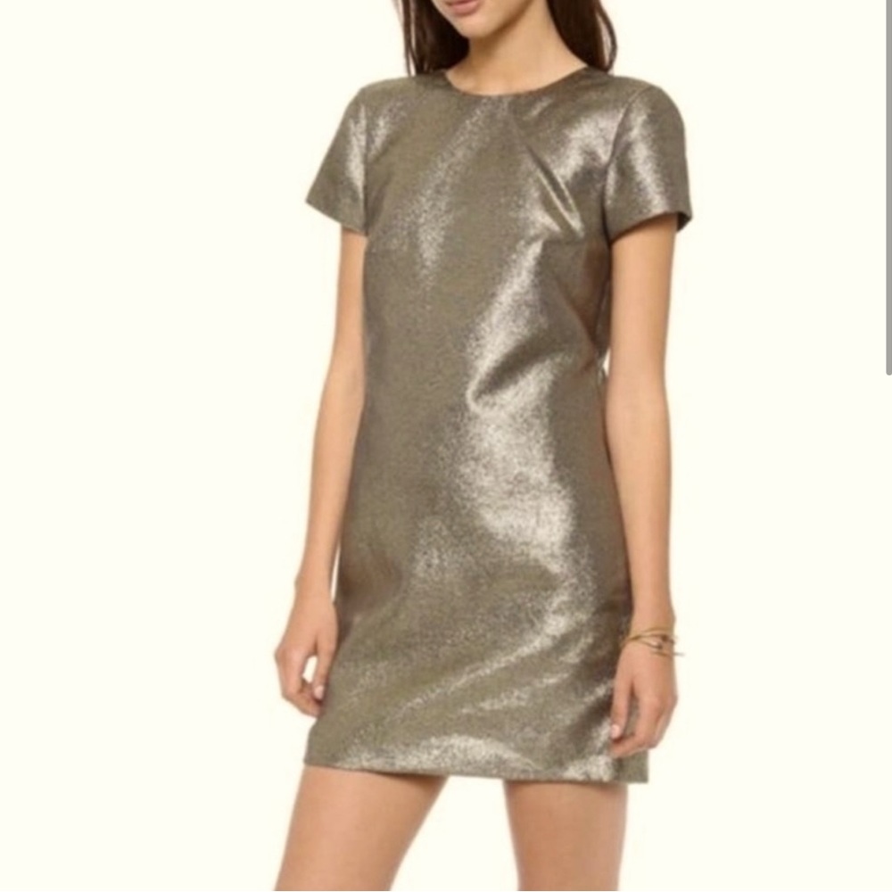 MADEWELL Short Sleeve Gold Sparkle Dress 6